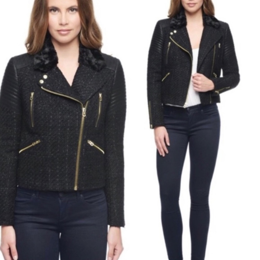 NWT Juicy Couture Black Tweed Moto Jacket XS
